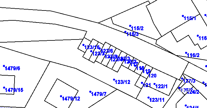 Parcela st. 123/5 v KÚ Bošovice, Katastrální mapa
