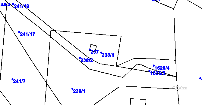 Parcela st. 238/1 v KÚ Bošovice, Katastrální mapa