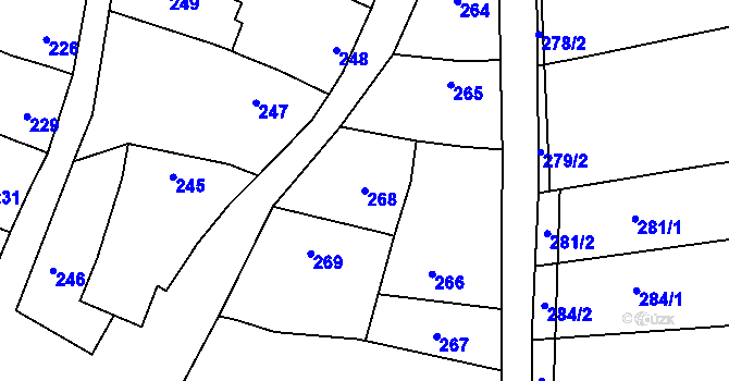 Parcela st. 268 v KÚ Bošovice, Katastrální mapa