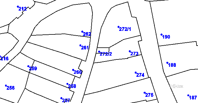 Parcela st. 272/2 v KÚ Bošovice, Katastrální mapa
