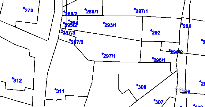 Parcela st. 297/1 v KÚ Bošovice, Katastrální mapa