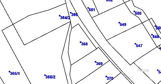 Parcela st. 368 v KÚ Bošovice, Katastrální mapa