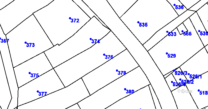 Parcela st. 376 v KÚ Bošovice, Katastrální mapa