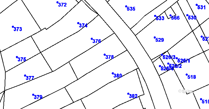 Parcela st. 378 v KÚ Bošovice, Katastrální mapa