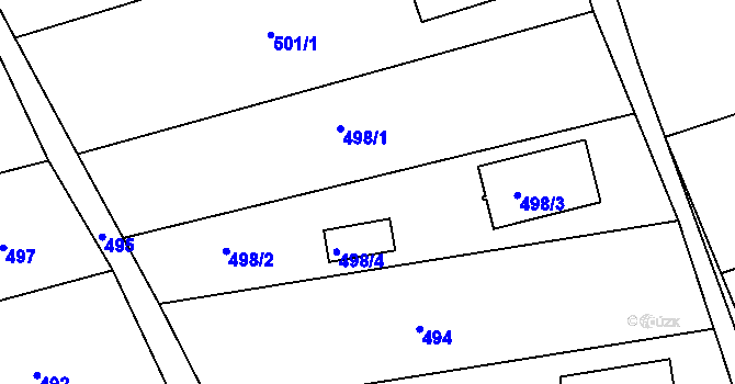 Parcela st. 498 v KÚ Bošovice, Katastrální mapa