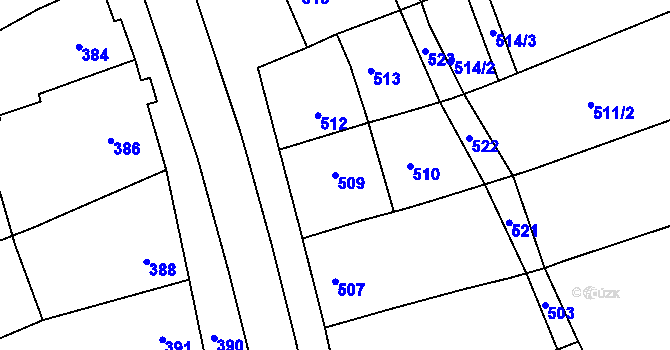 Parcela st. 509 v KÚ Bošovice, Katastrální mapa
