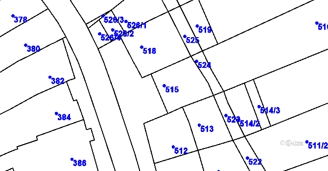 Parcela st. 515 v KÚ Bošovice, Katastrální mapa