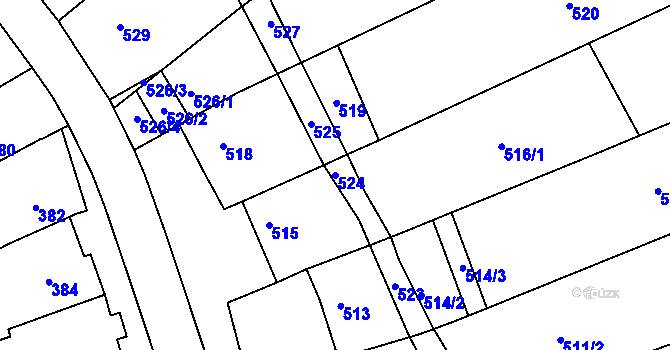 Parcela st. 524 v KÚ Bošovice, Katastrální mapa