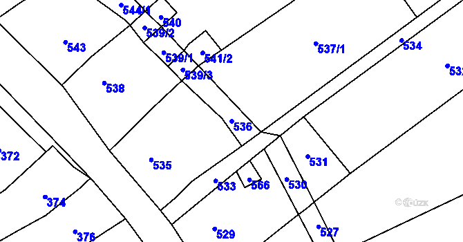 Parcela st. 536 v KÚ Bošovice, Katastrální mapa