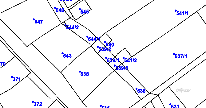 Parcela st. 539 v KÚ Bošovice, Katastrální mapa