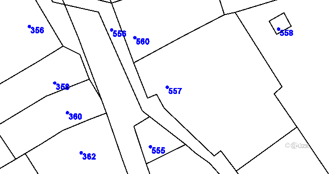 Parcela st. 557 v KÚ Bošovice, Katastrální mapa