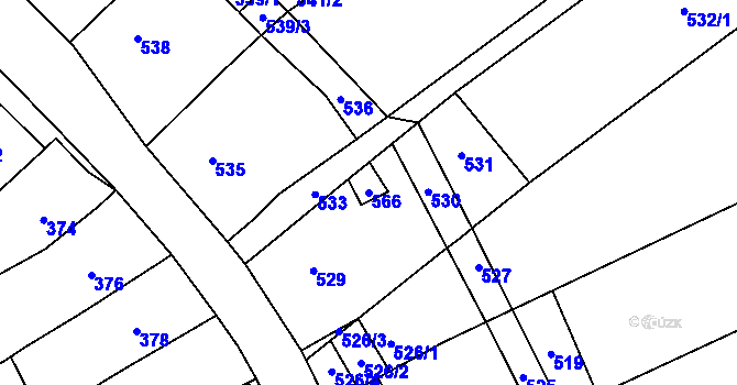 Parcela st. 566 v KÚ Bošovice, Katastrální mapa
