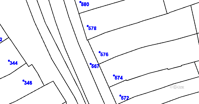Parcela st. 576 v KÚ Bošovice, Katastrální mapa