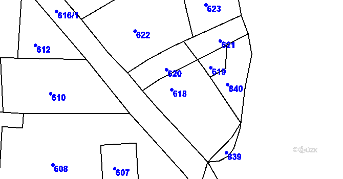 Parcela st. 618 v KÚ Bošovice, Katastrální mapa