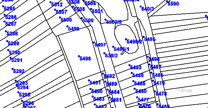 Parcela st. 639 v KÚ Bošovice, Katastrální mapa