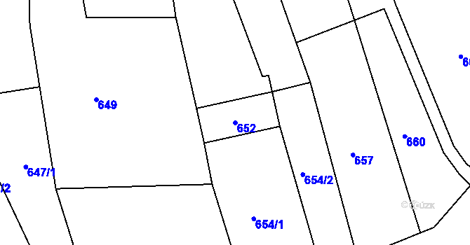 Parcela st. 652 v KÚ Bošovice, Katastrální mapa