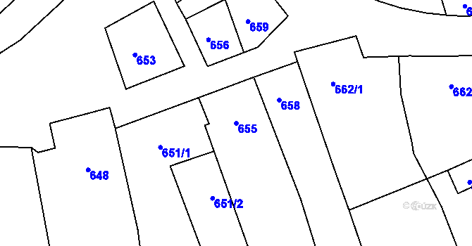 Parcela st. 655 v KÚ Bošovice, Katastrální mapa