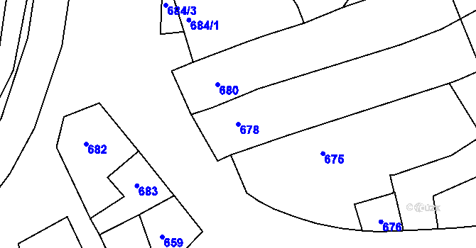 Parcela st. 678 v KÚ Bošovice, Katastrální mapa