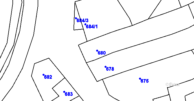 Parcela st. 680 v KÚ Bošovice, Katastrální mapa