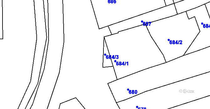 Parcela st. 684/3 v KÚ Bošovice, Katastrální mapa