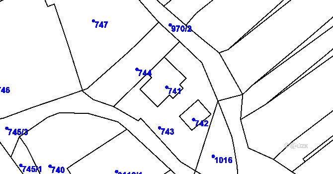 Parcela st. 741 v KÚ Bošovice, Katastrální mapa