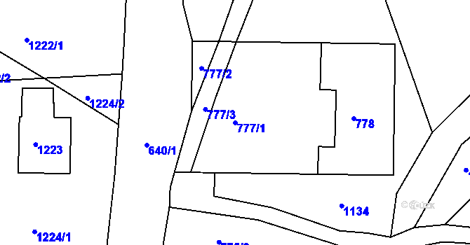 Parcela st. 777/1 v KÚ Bošovice, Katastrální mapa