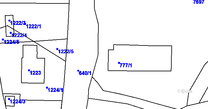 Parcela st. 777/3 v KÚ Bošovice, Katastrální mapa