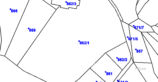 Parcela st. 862/1 v KÚ Bošovice, Katastrální mapa