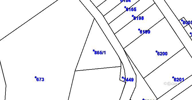 Parcela st. 865 v KÚ Bošovice, Katastrální mapa