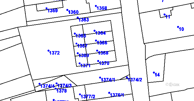 Parcela st. 1368 v KÚ Bošovice, Katastrální mapa