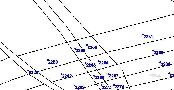 Parcela st. 2260 v KÚ Bošovice, Katastrální mapa
