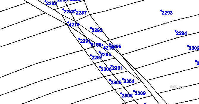Parcela st. 2296 v KÚ Bošovice, Katastrální mapa