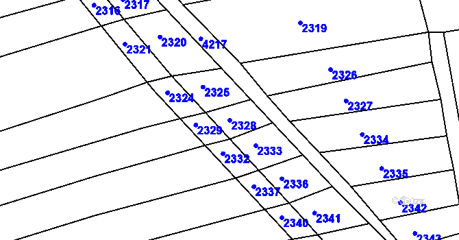 Parcela st. 2328 v KÚ Bošovice, Katastrální mapa