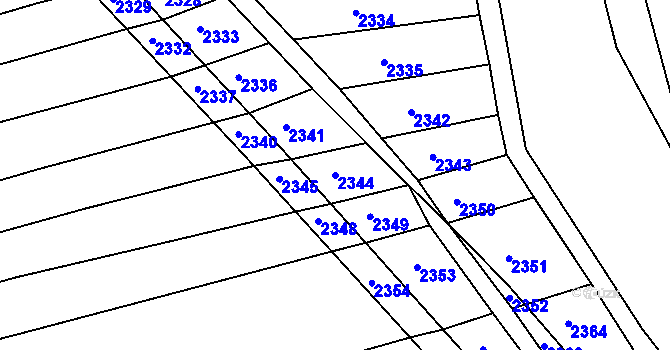 Parcela st. 2344 v KÚ Bošovice, Katastrální mapa
