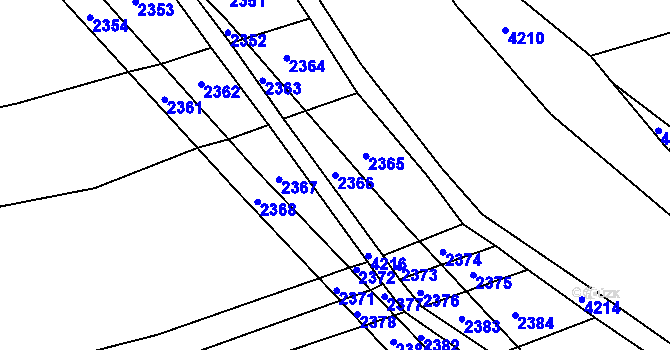 Parcela st. 2366 v KÚ Bošovice, Katastrální mapa