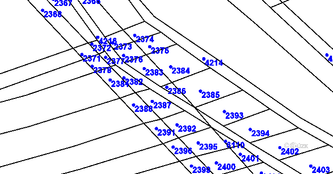 Parcela st. 2386 v KÚ Bošovice, Katastrální mapa