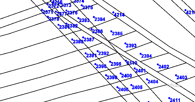 Parcela st. 2392 v KÚ Bošovice, Katastrální mapa