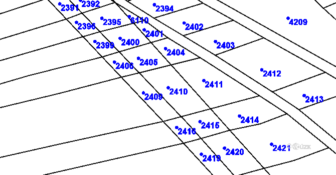 Parcela st. 2410 v KÚ Bošovice, Katastrální mapa
