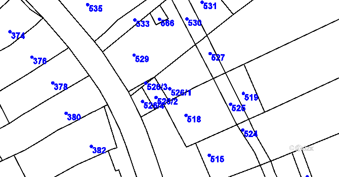 Parcela st. 526/1 v KÚ Bošovice, Katastrální mapa
