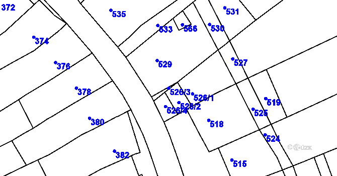 Parcela st. 526/3 v KÚ Bošovice, Katastrální mapa