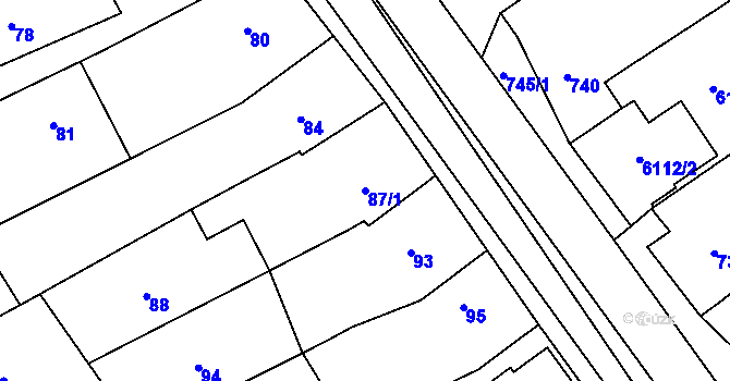 Parcela st. 87/1 v KÚ Bošovice, Katastrální mapa