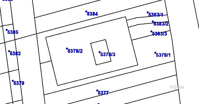 Parcela st. 5378/3 v KÚ Bošovice, Katastrální mapa