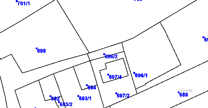 Parcela st. 696/2 v KÚ Bošovice, Katastrální mapa
