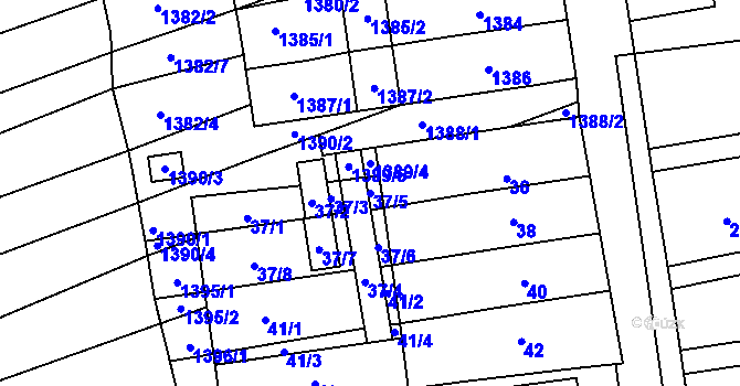 Parcela st. 37/5 v KÚ Bošovice, Katastrální mapa