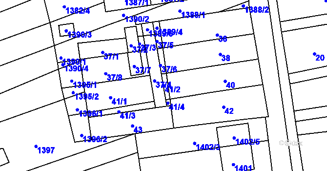Parcela st. 41/2 v KÚ Bošovice, Katastrální mapa