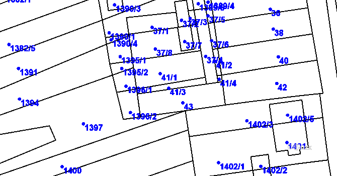 Parcela st. 41/3 v KÚ Bošovice, Katastrální mapa
