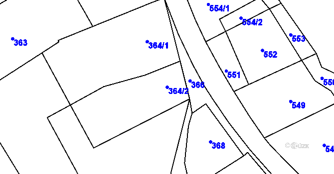 Parcela st. 364/2 v KÚ Bošovice, Katastrální mapa