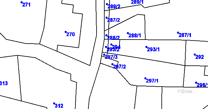 Parcela st. 297/3 v KÚ Bošovice, Katastrální mapa