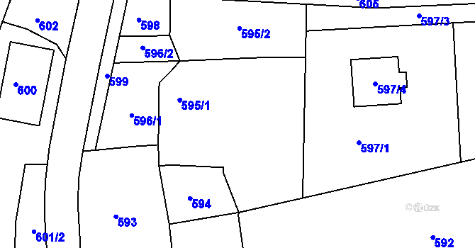 Parcela st. 595/1 v KÚ Bošovice, Katastrální mapa