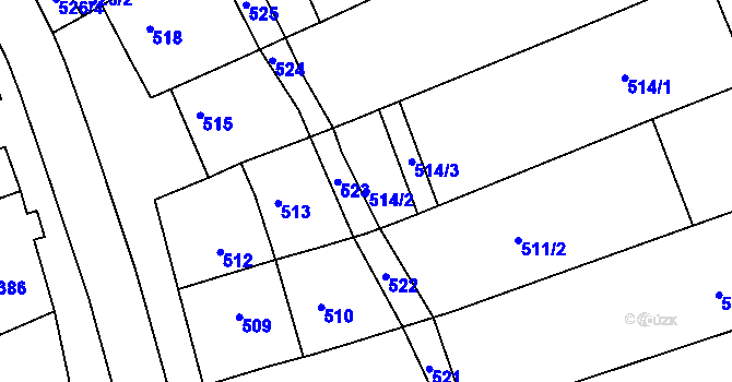 Parcela st. 514/2 v KÚ Bošovice, Katastrální mapa